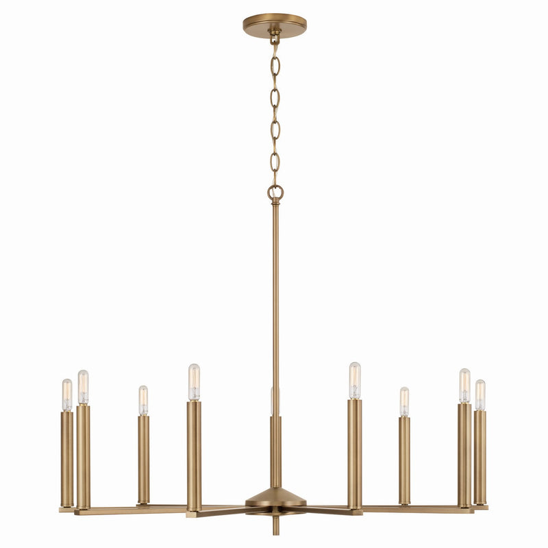 Capital Lighting 448691AD Nine Light Chandelier, Aged Brass