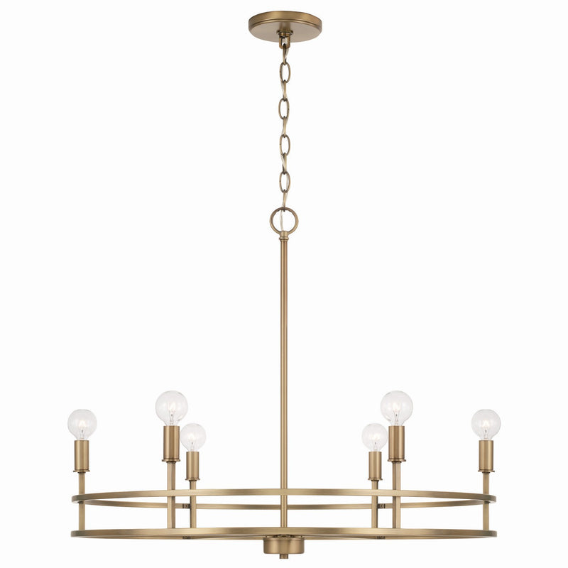 Capital Lighting 448761AD Six Light Chandelier, Aged Brass