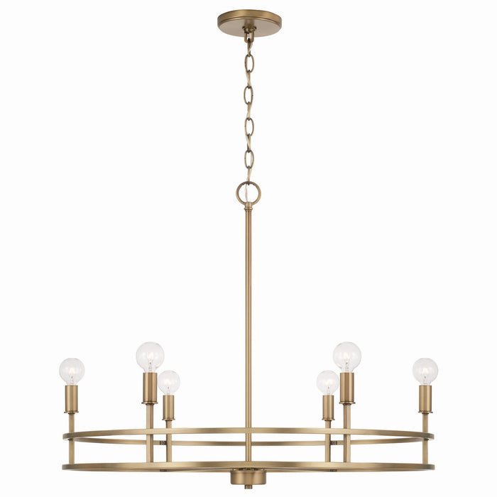 Capital Lighting 448761AD Six Light Chandelier, Aged Brass