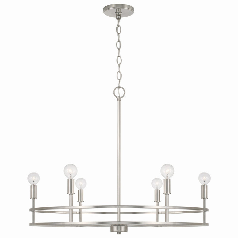 Capital Lighting 448761BN Six Light Chandelier, Brushed Nickel