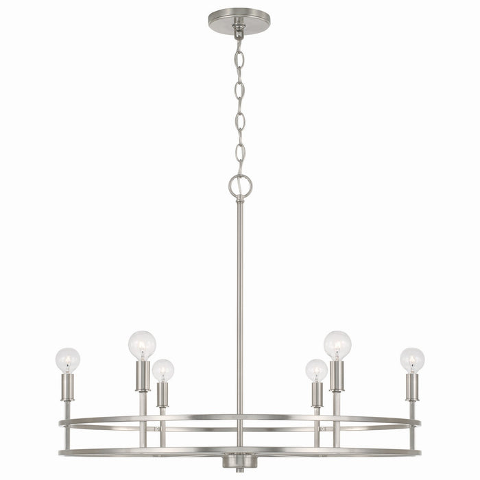 Capital Lighting 448761BN Six Light Chandelier, Brushed Nickel