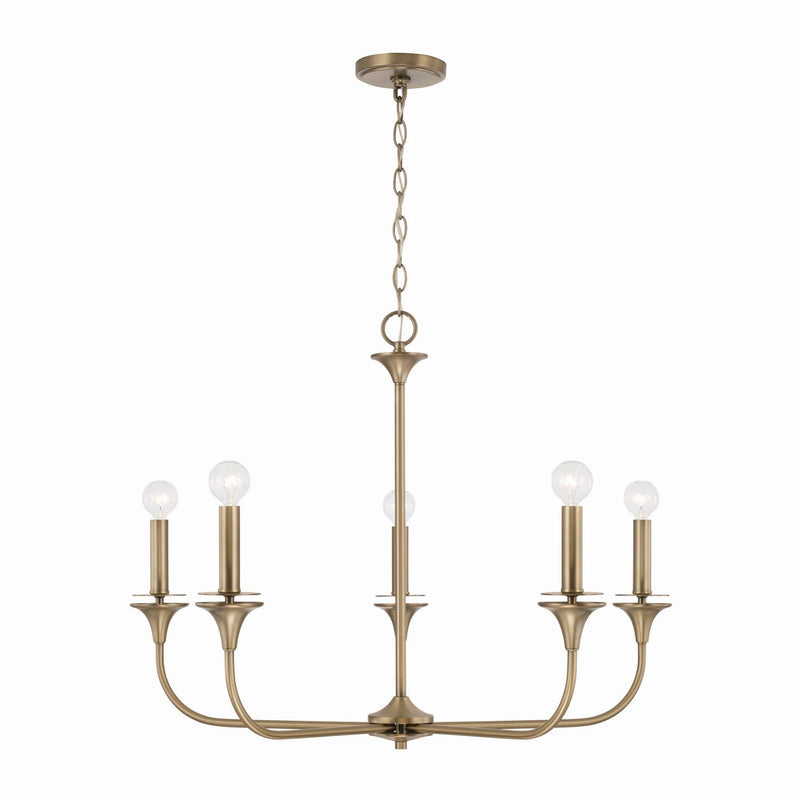 Capital Lighting 448951AD Five Light Chandelier, Aged Brass