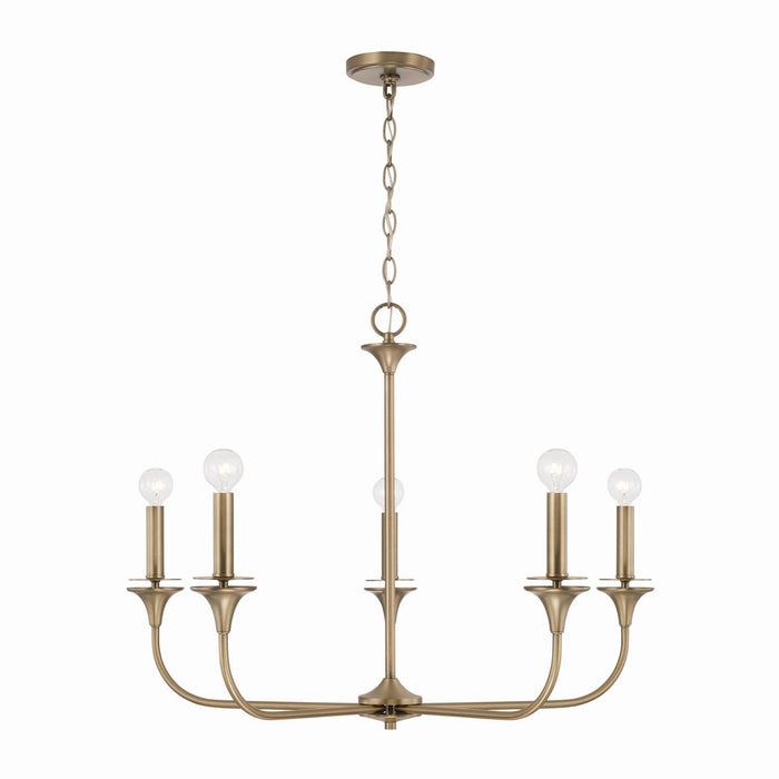 Capital Lighting 448951AD Five Light Chandelier, Aged Brass