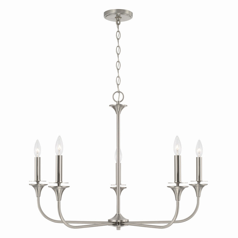 Capital Lighting 448951BN Five Light Chandelier, Brushed Nickel