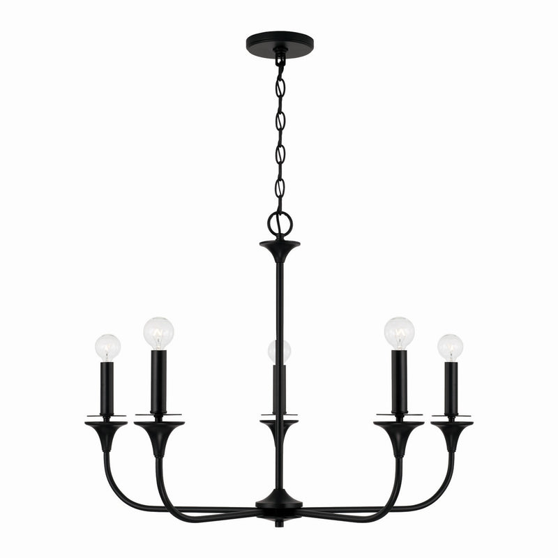 Capital Lighting 448951MB Five Light Chandelier, Matte Black