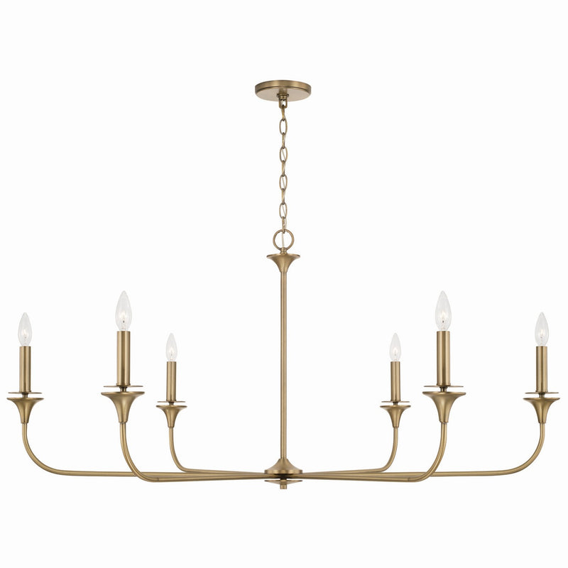Capital Lighting 448961AD Six Light Chandelier, Aged Brass