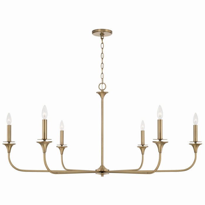 Capital Lighting 448961AD Six Light Chandelier, Aged Brass