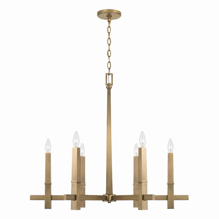 Capital Lighting 449661AD Six Light Chandelier, Aged Brass