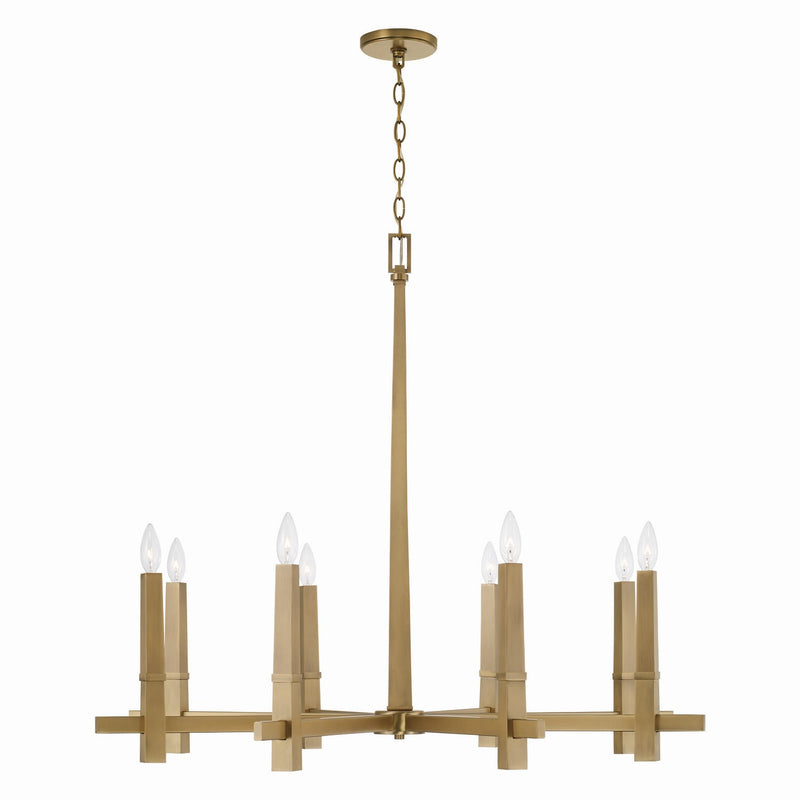 Capital Lighting 449681AD Eight Light Chandelier, Aged Brass