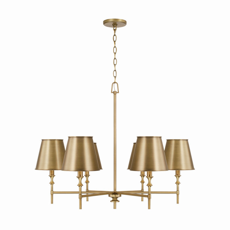 Capital Lighting 449761AD-707 Six Light Chandelier, Aged Brass