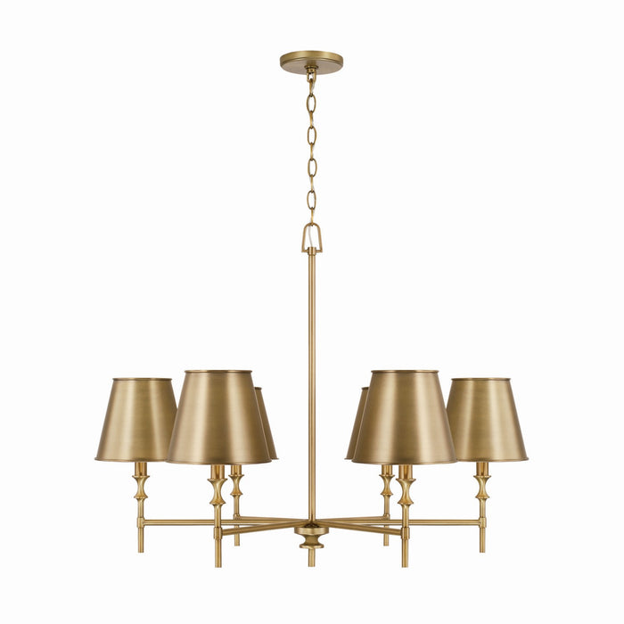 Capital Lighting 449761AD-707 Six Light Chandelier, Aged Brass