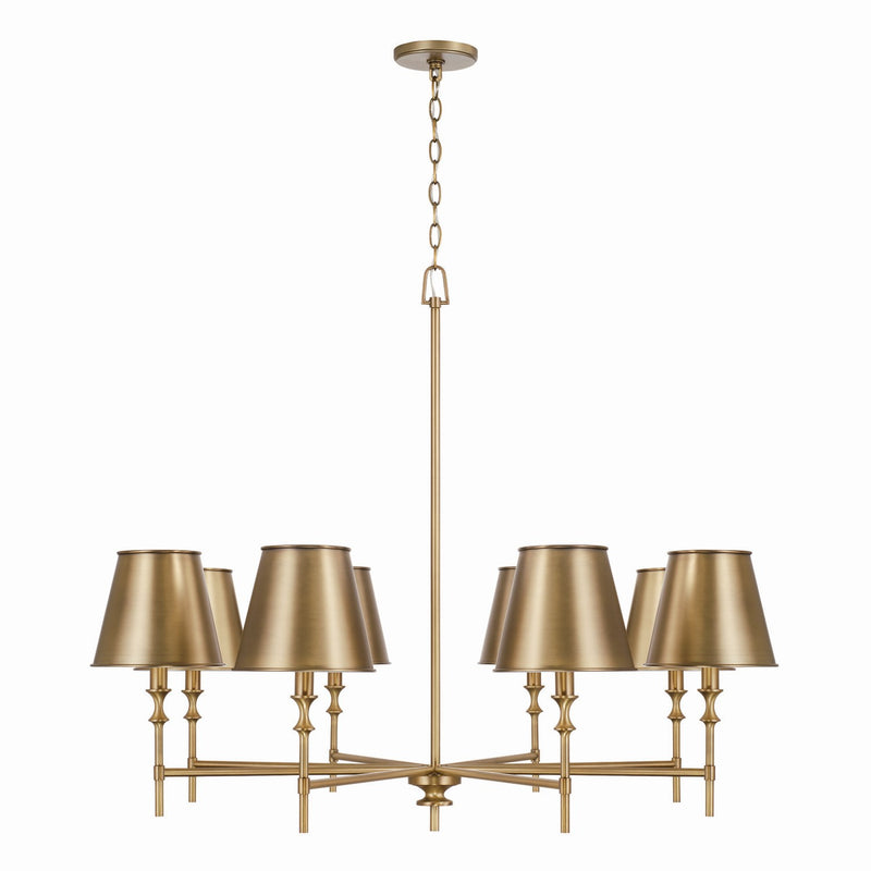 Capital Lighting 449781AD-707 Eight Light Chandelier, Aged Brass