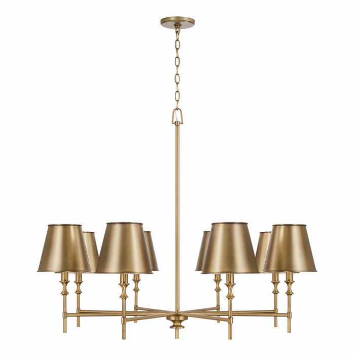 Capital Lighting 449781AD-707 Eight Light Chandelier, Aged Brass