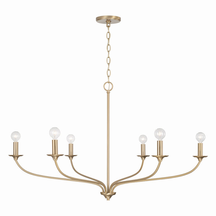 Capital Lighting 449961MA Six Light Chandelier, Matte Brass