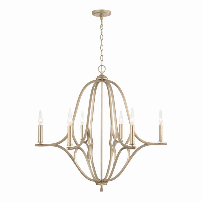 Capital Lighting 450061BS Six Light Chandelier, Brushed Champagne