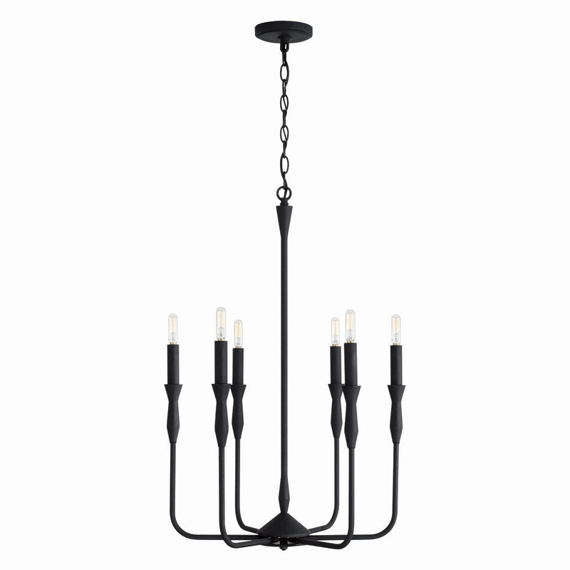 Capital Lighting 450361XK Six Light Chandelier, Textured Black