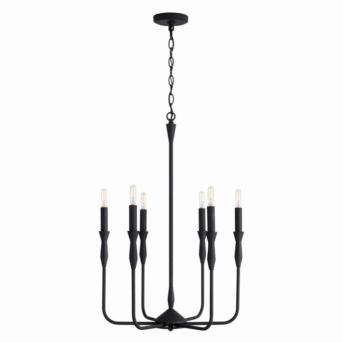 Capital Lighting 450361XK Six Light Chandelier, Textured Black
