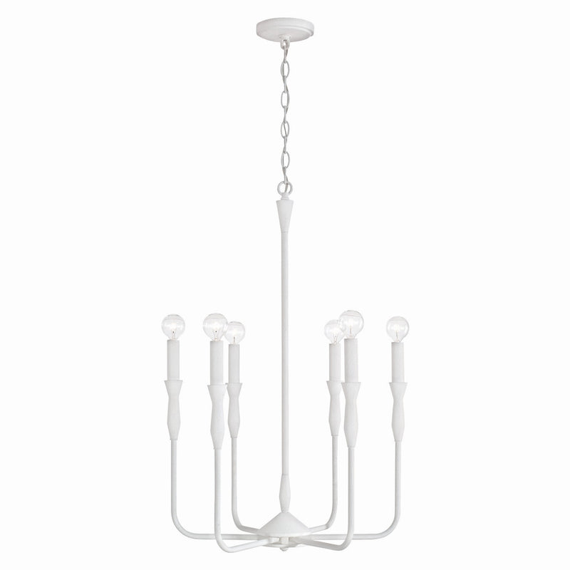 Capital Lighting 450361XW Six Light Chandelier, Textured White