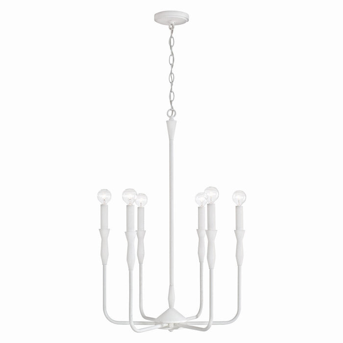 Capital Lighting 450361XW Six Light Chandelier, Textured White