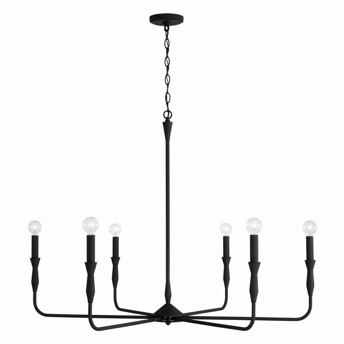 Capital Lighting 450362XK Six Light Chandelier, Textured Black