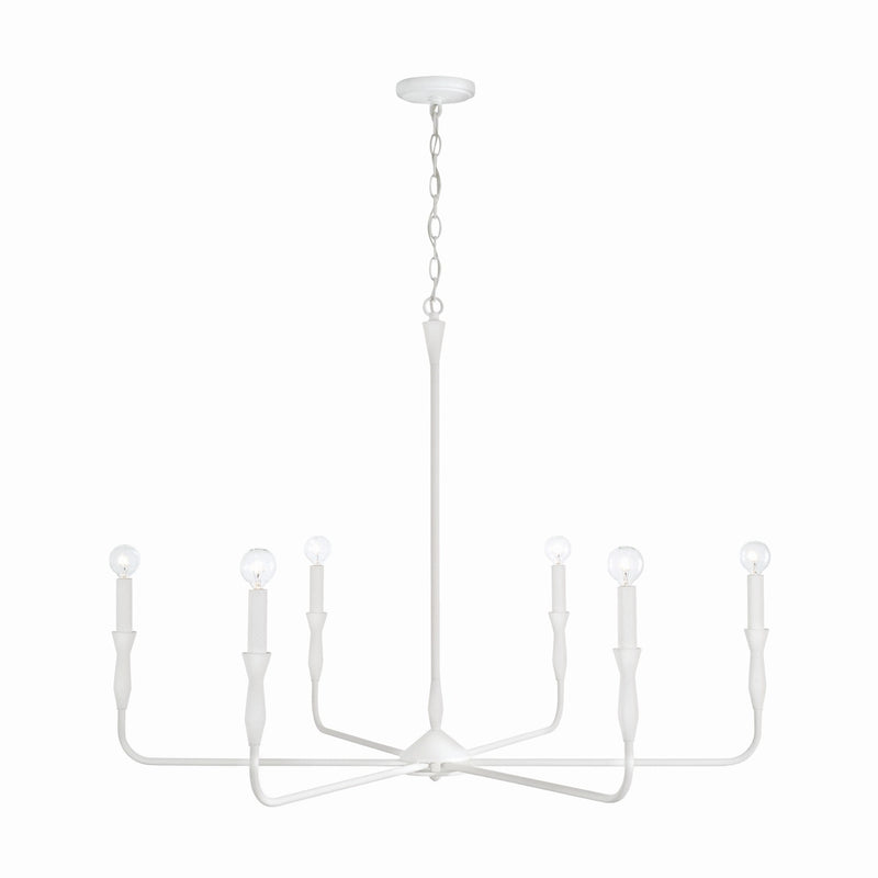 Capital Lighting 450362XW Six Light Chandelier, Textured White