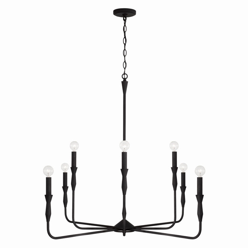 Capital Lighting 450381XK Eight Light Chandelier, Textured Black