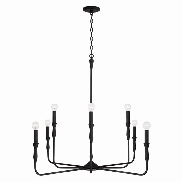 Capital Lighting 450381XK Eight Light Chandelier, Textured Black