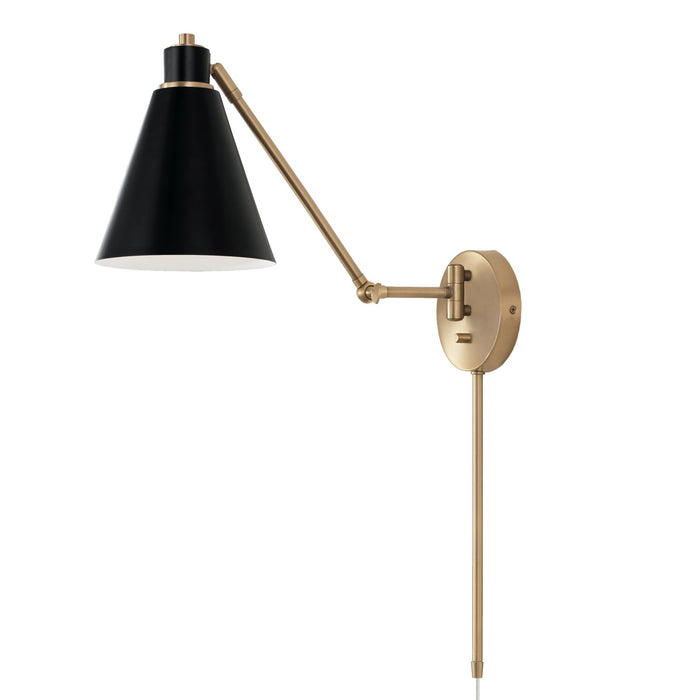 Capital Lighting 650111AB One Light Wall Sconce, Aged Brass and Black