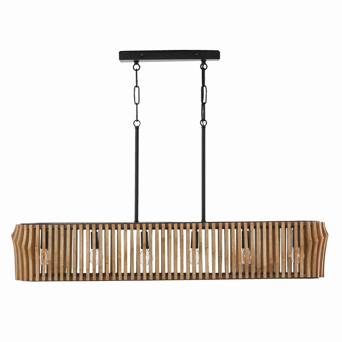 Capital Lighting 844661WK Six Light Island Pendant, Light Wood and Matte Black