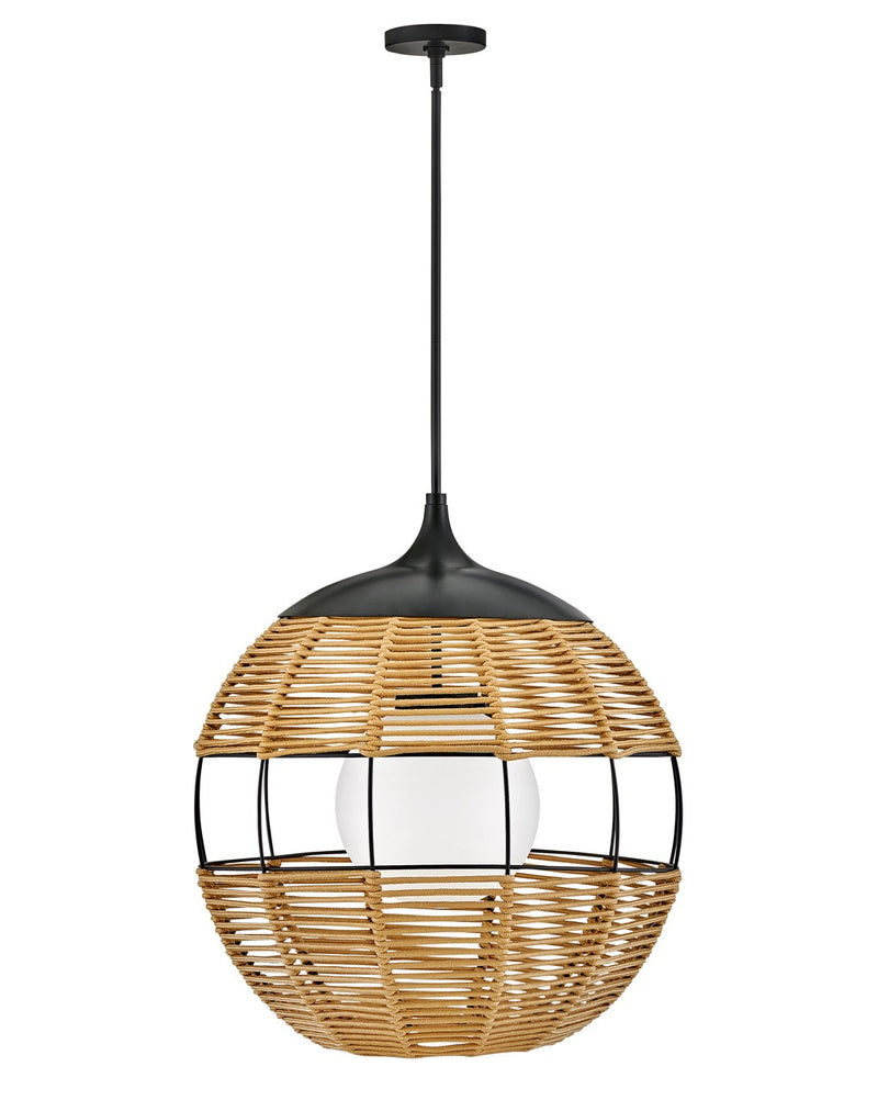 Hinkley 19675BK-NAT LED Hanging Lantern, Black