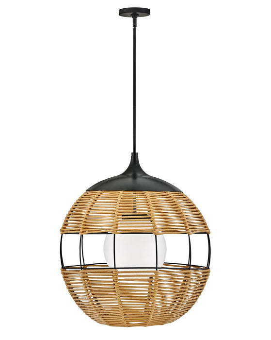 Hinkley 19675BK-NAT LED Hanging Lantern, Black