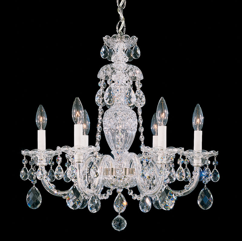 Schonbek 2994-40H Six Light Chandelier, Polished Silver