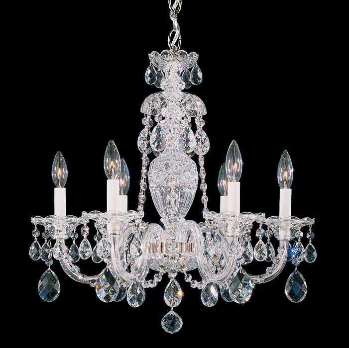 Schonbek 2994-40H Six Light Chandelier, Polished Silver