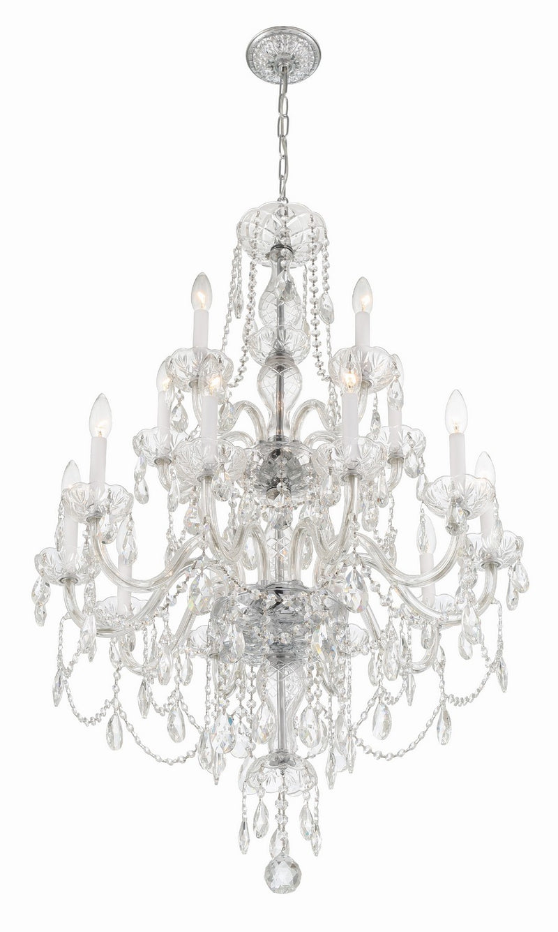 Crystorama 1155-CH-CL-MWP 15 Light Chandelier, Polished Chrome