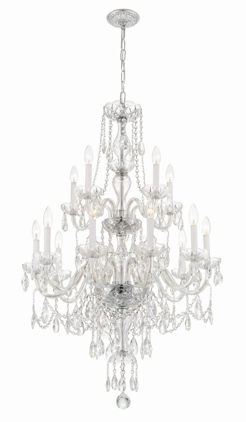Crystorama 1155-CH-CL-MWP 15 Light Chandelier, Polished Chrome
