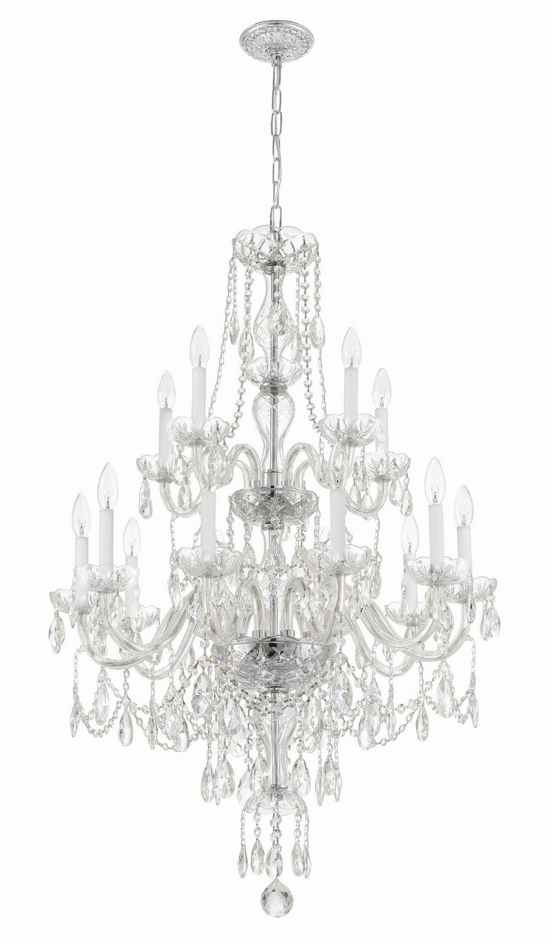 Crystorama 1155-CH-CL-MWP 15 Light Chandelier, Polished Chrome
