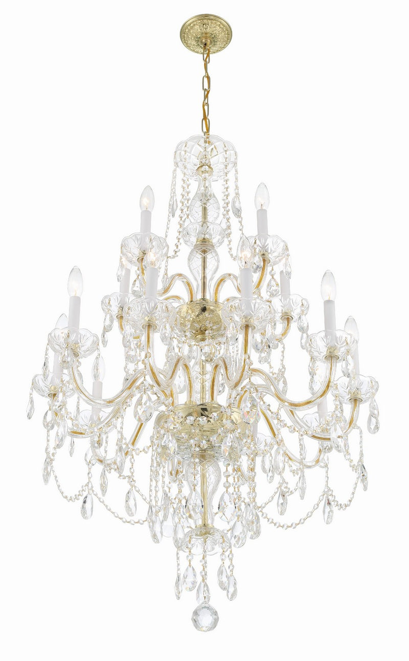 Crystorama 1155-PB-CL-MWP 15 Light Chandelier, Polished Brass