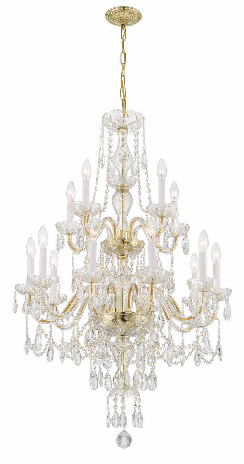 Crystorama 1155-PB-CL-MWP 15 Light Chandelier, Polished Brass