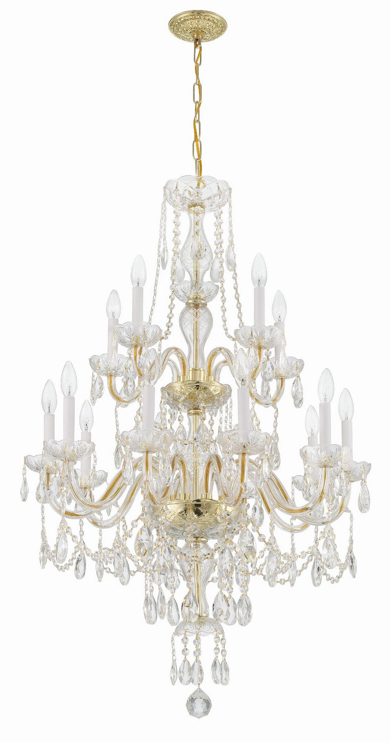 Crystorama 1155-PB-CL-MWP 15 Light Chandelier, Polished Brass