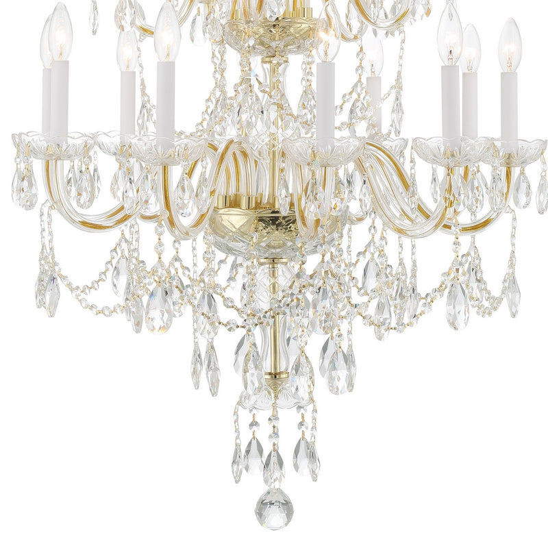 Crystorama 1155-PB-CL-MWP 15 Light Chandelier, Polished Brass