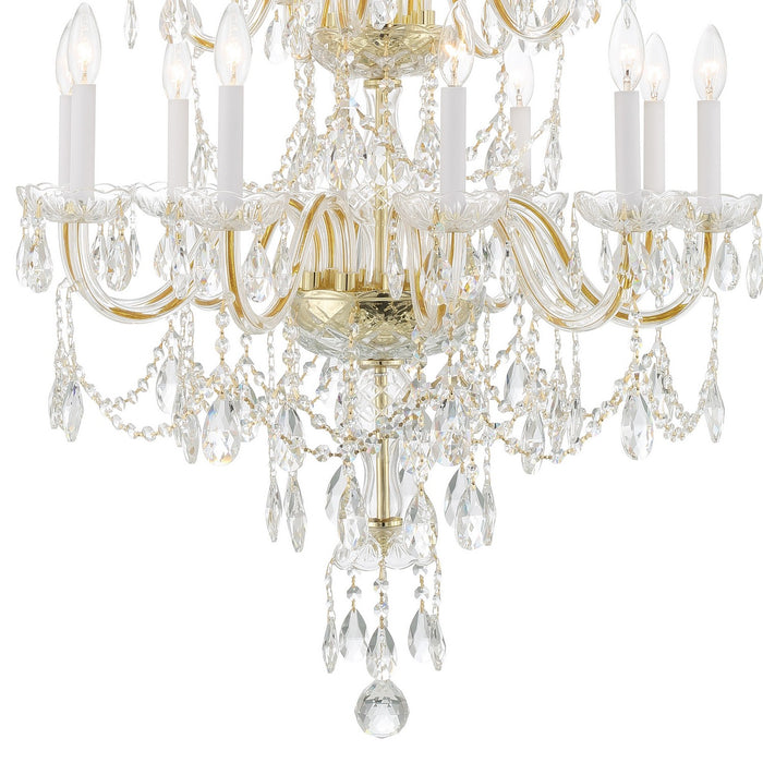 Crystorama 1155-PB-CL-MWP 15 Light Chandelier, Polished Brass