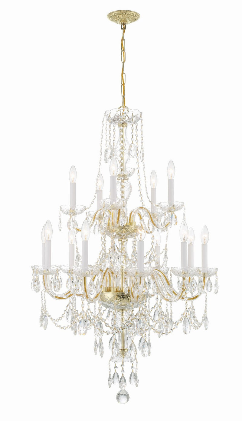 Crystorama 1155-PB-CL-MWP 15 Light Chandelier, Polished Brass