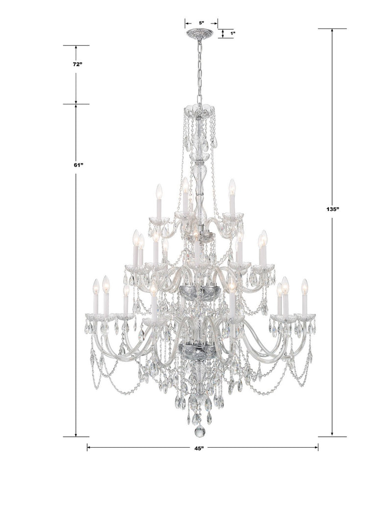 Crystorama 1156-CH-CL-MWP 25 Light Chandelier, Polished Chrome