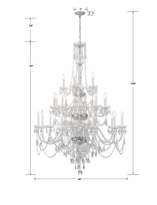 Crystorama 1156-CH-CL-MWP 25 Light Chandelier, Polished Chrome