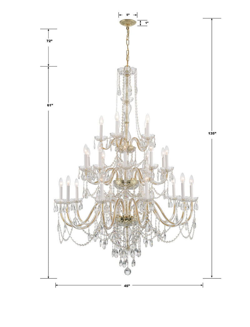 Crystorama 1156-PB-CL-MWP 25 Light Chandelier, Polished Brass