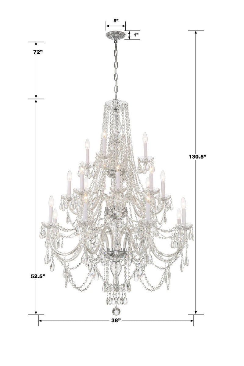 Crystorama 1157-CH-CL-MWP 20 Light Chandelier, Polished Chrome