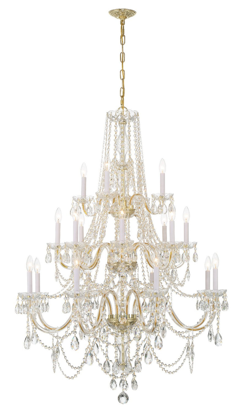 Crystorama 1157-PB-CL-MWP 20 Light Chandelier, Polished Brass