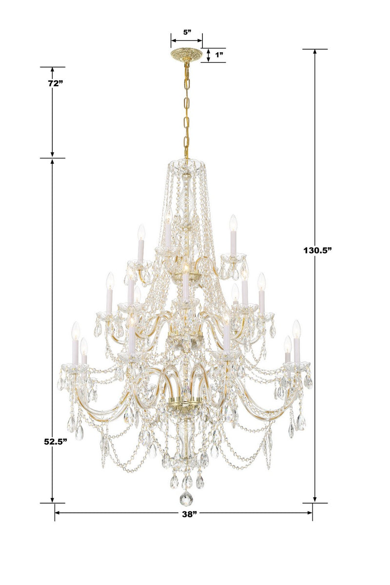 Crystorama 1157-PB-CL-MWP 20 Light Chandelier, Polished Brass