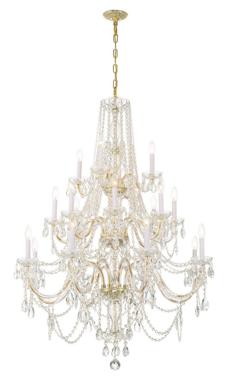 Crystorama 1157-PB-CL-MWP 20 Light Chandelier, Polished Brass