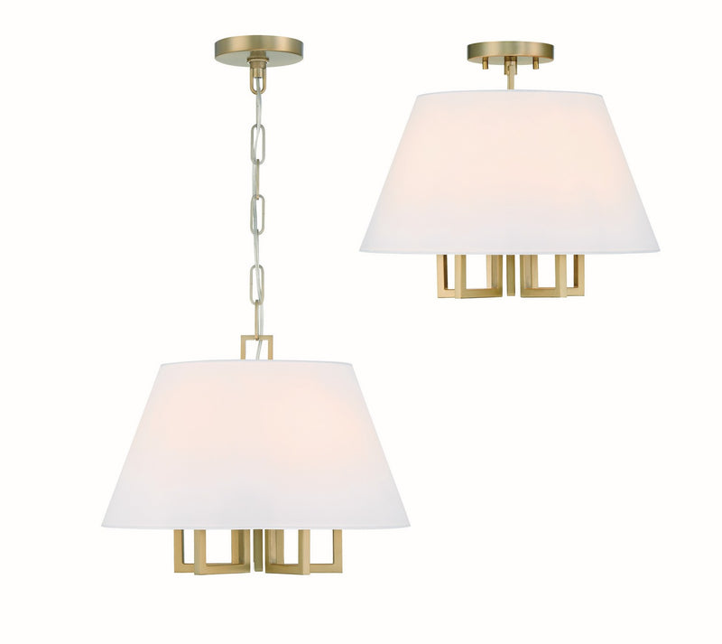 Crystorama 2255-VG_CEILING Five Light Semi Flush Mount, Vibrant Gold